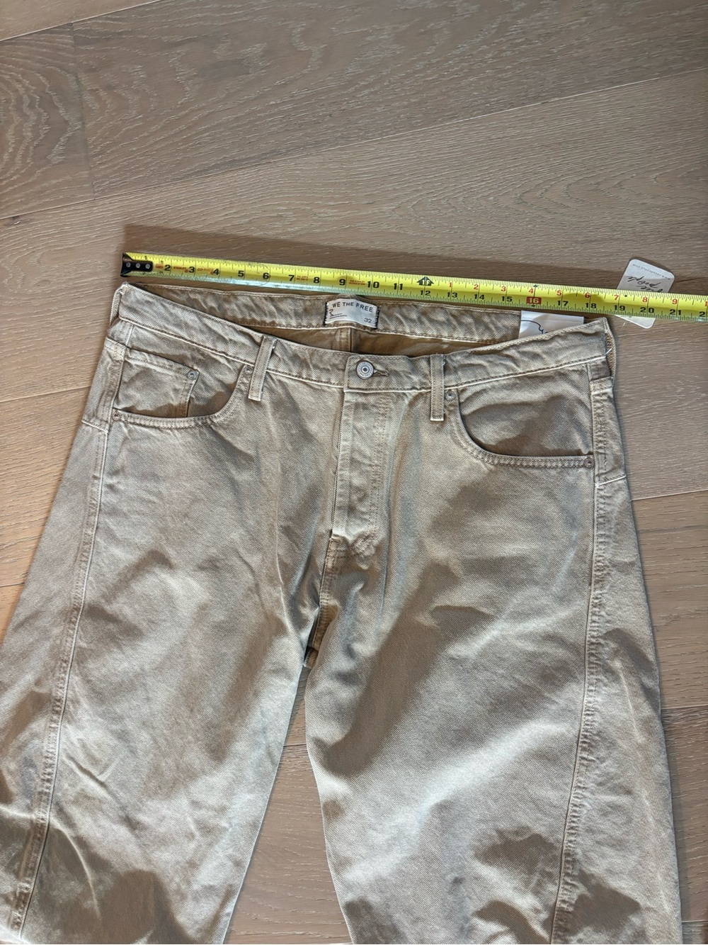 Free People We The Free Fable Low-Rise Twisted Bowed Jeans 32 Oat Latte NWT - Picture 14 of 17
